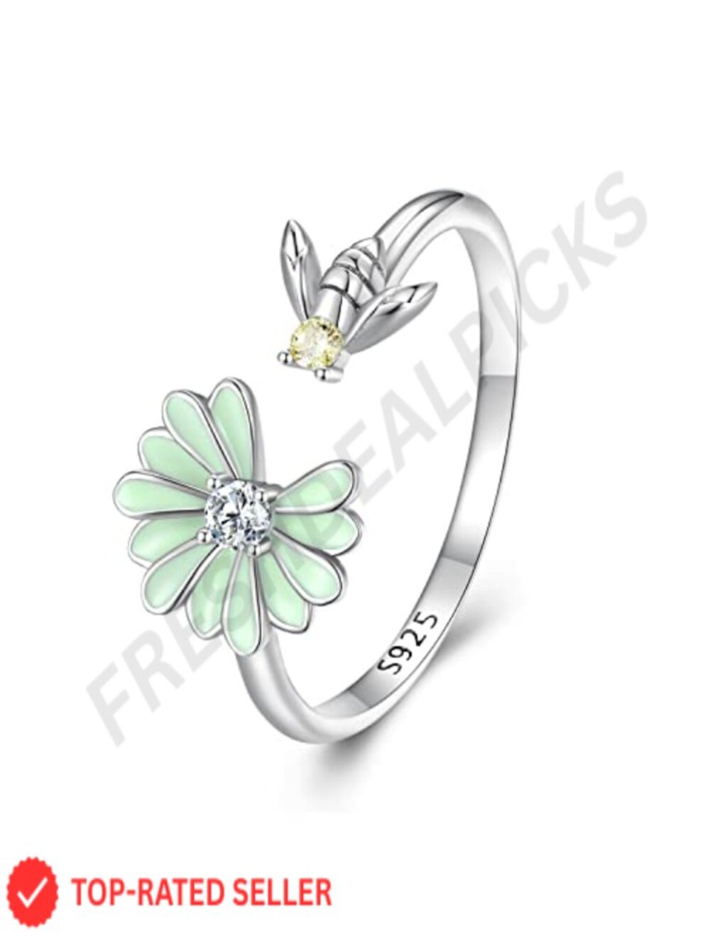 925 Sterling Silver Women's Ring Adjustable Sizes 6-9 Cute Ring